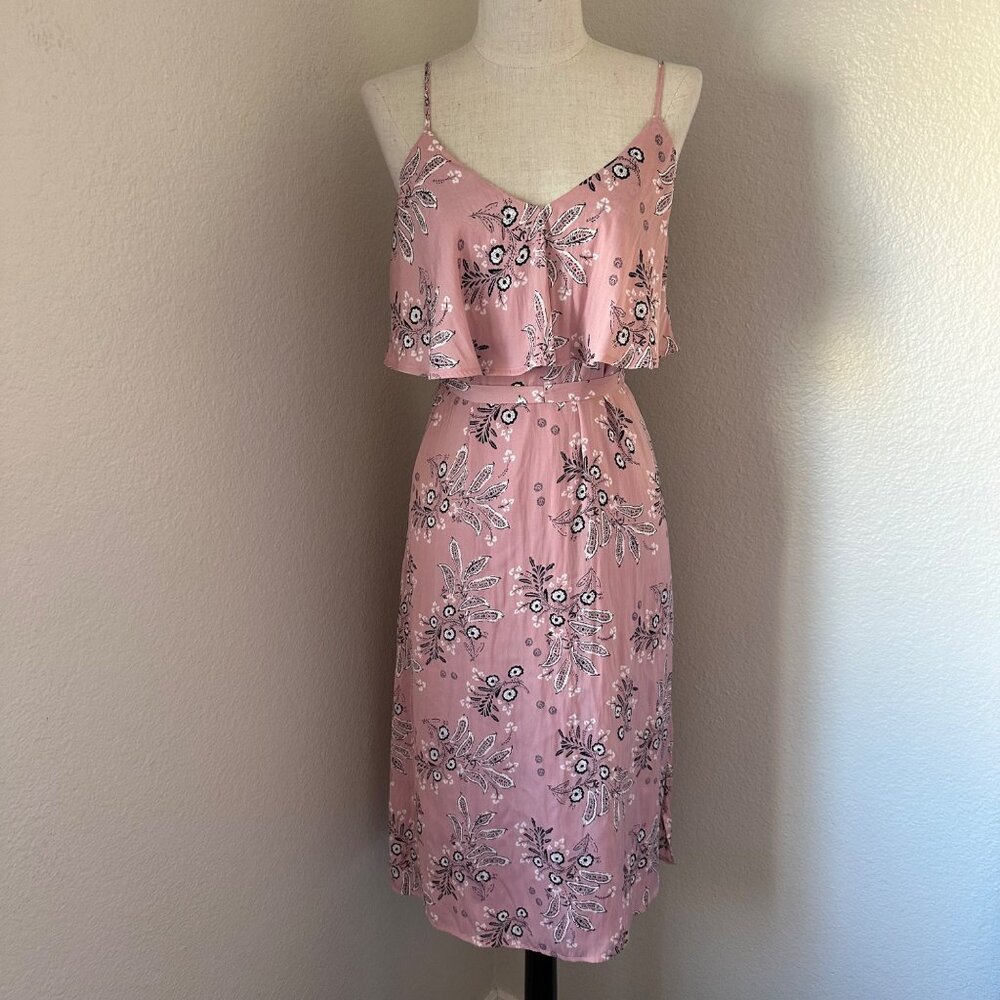 Abercrombie & Fitch Pullover V Ruffle Floral Print Short Dress Pink XS